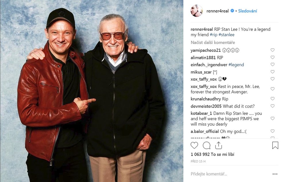 Stan Lee a Jeremy Renner (Hawkeye z Avengers)