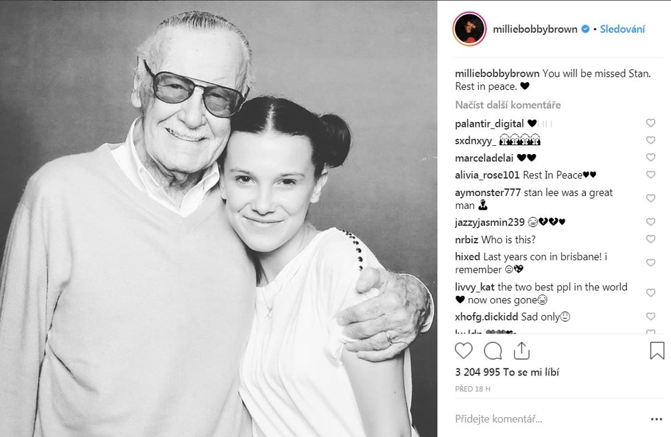 Stan Lee a Millie Bobby Brown (Eleven ze Stranger Things)