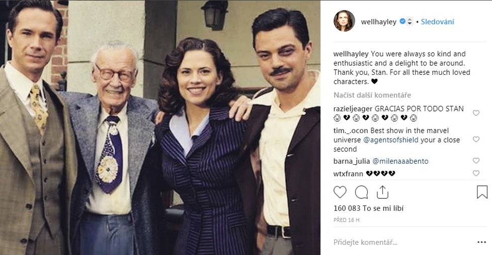 Stan Lee a hlavní hrdinové seriálu Agent Carter