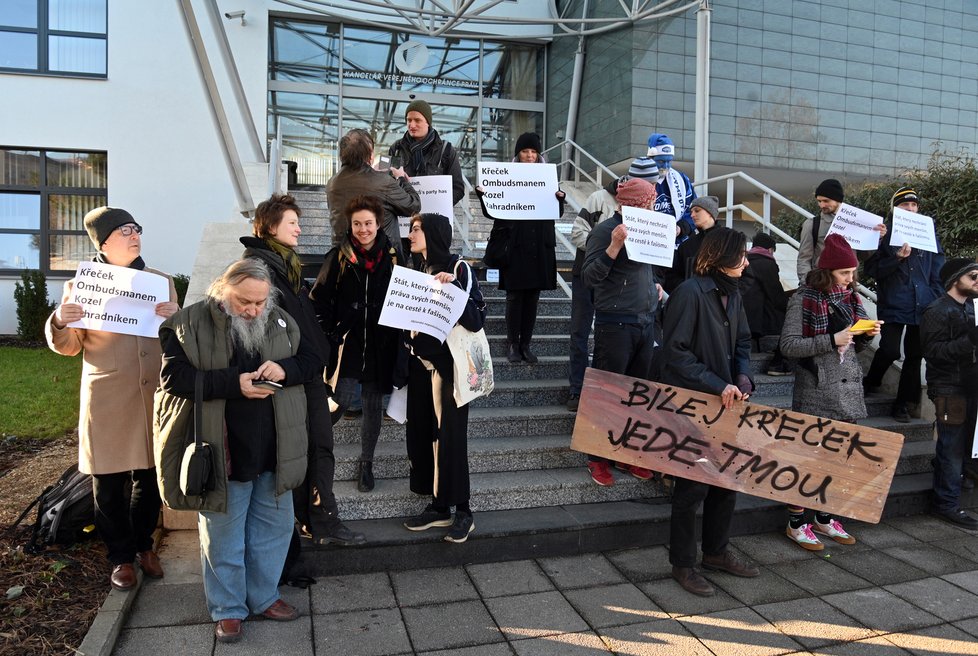 Protest proti ombudsmanovi Stanislavu Křečkovi v Brně (20.2.2020)