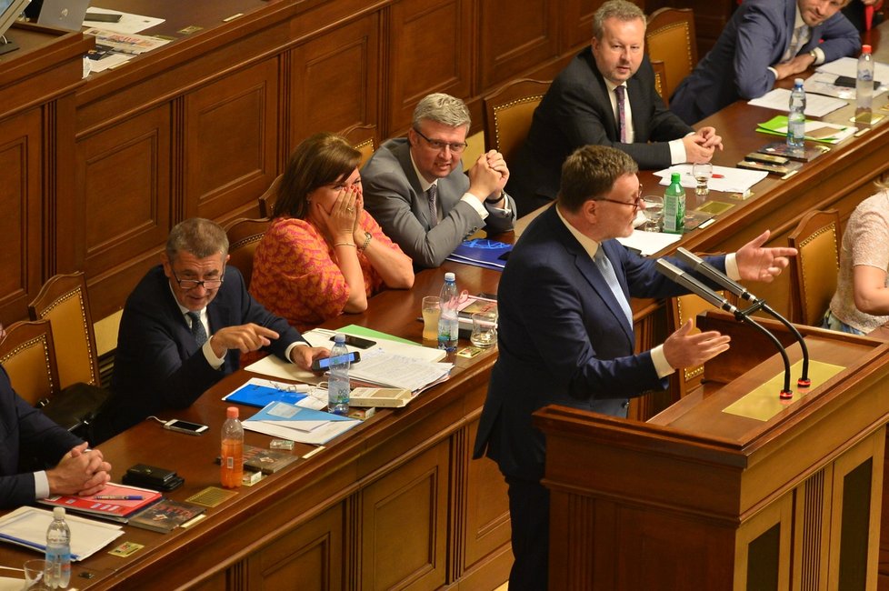 Jednání sněmovny o nedůvěře vládě Andreje Babiše se protáhla daleko za půlnoc. (26. 6. 2019)