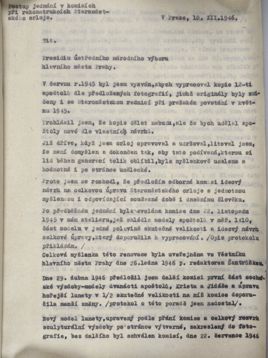 Vzkaz akademického sochaře Vojtěcha Suchardy z roku 1948.