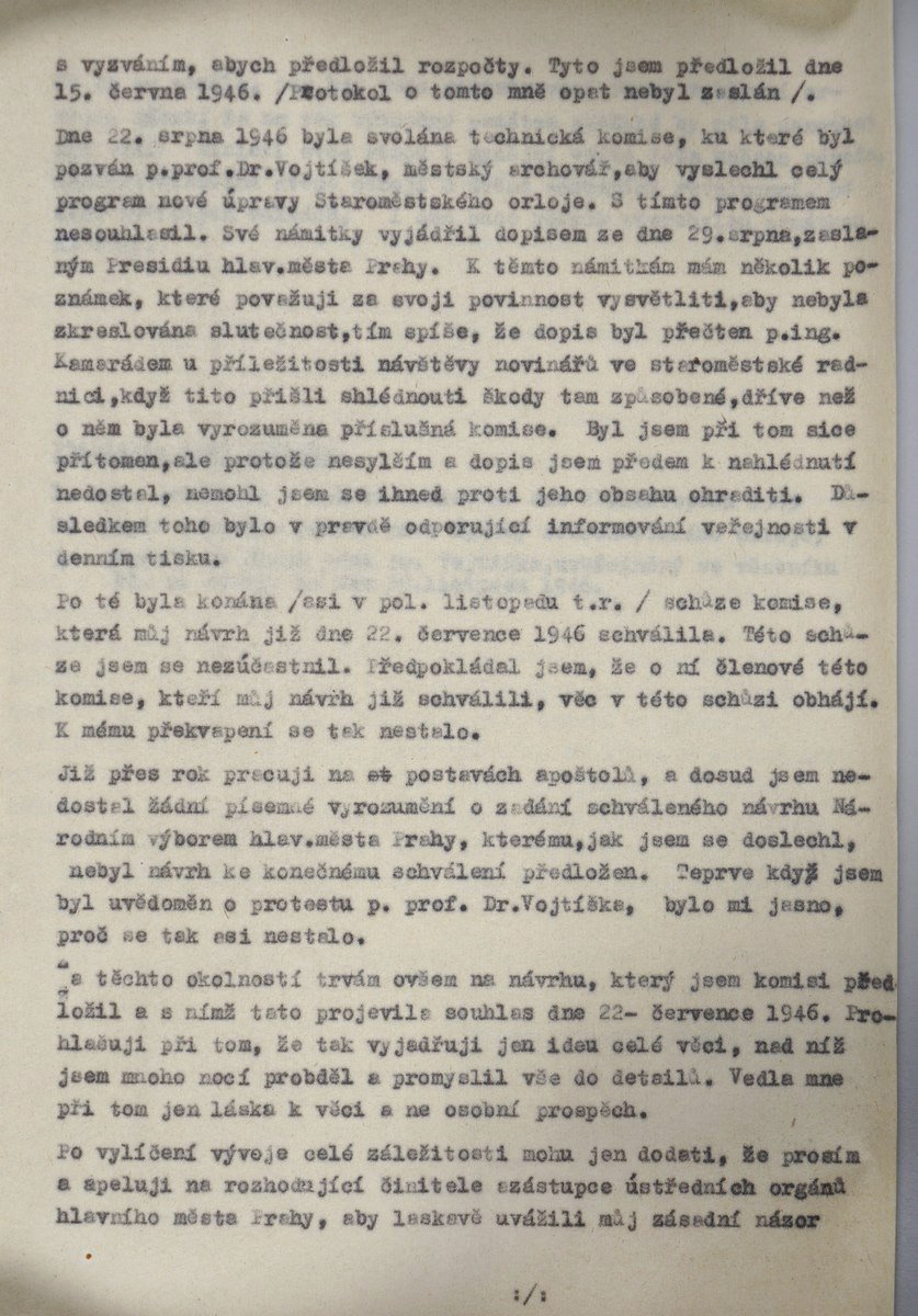 Vzkaz akademického sochaře Vojtěcha Suchardy z roku 1948.