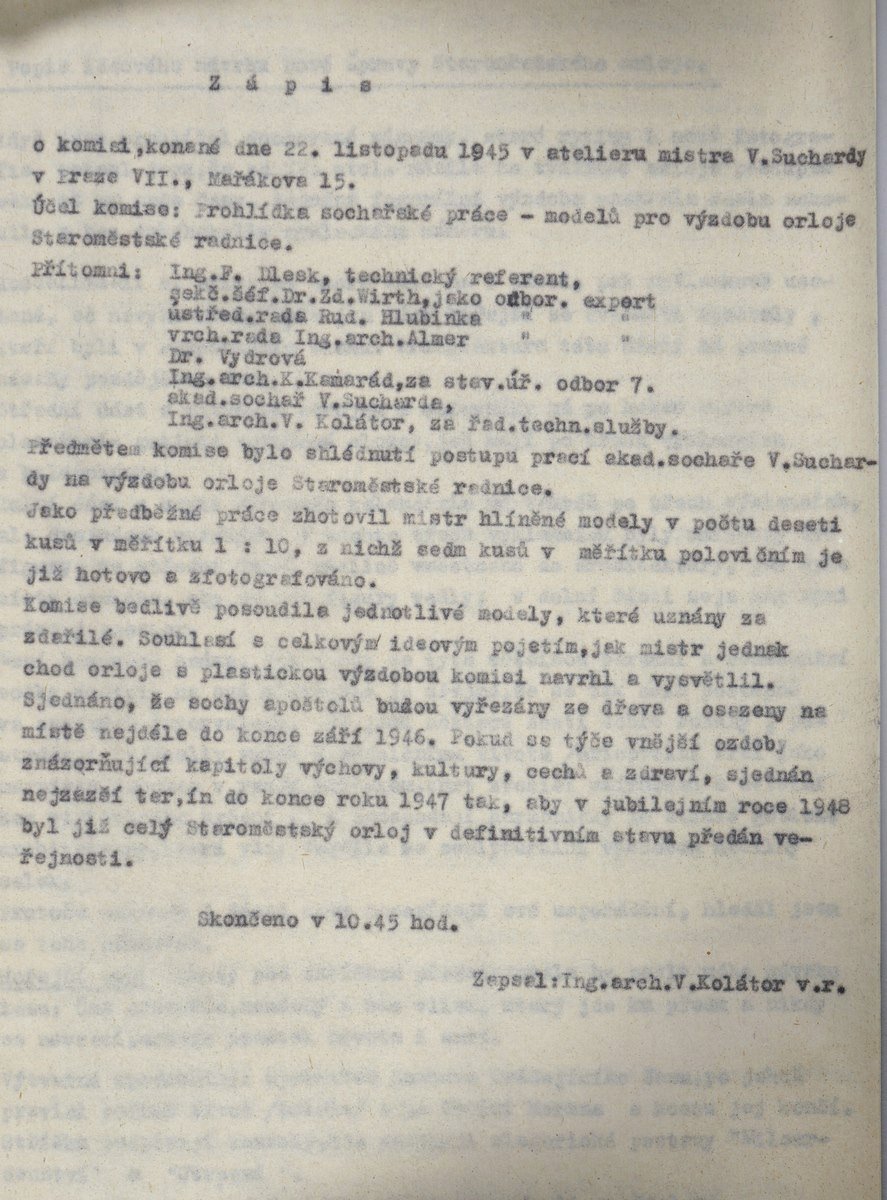 Vzkaz akademického sochaře Vojtěcha Suchardy z roku 1948.