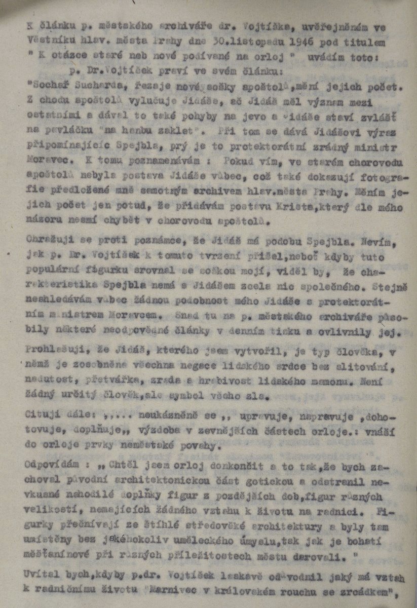 Vzkaz akademického sochaře Vojtěcha Suchardy z roku 1948.