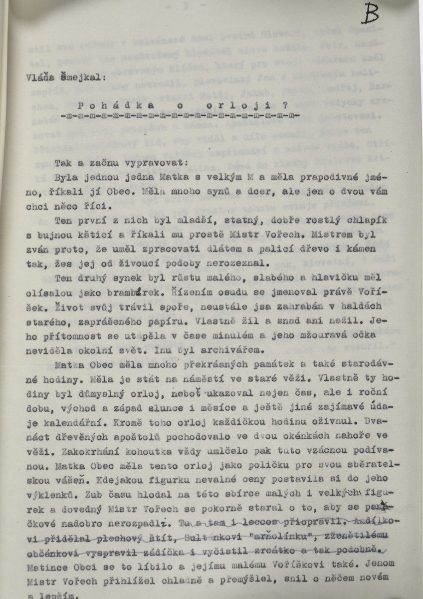 Vzkaz akademického sochaře Vojtěcha Suchardy z roku 1948.