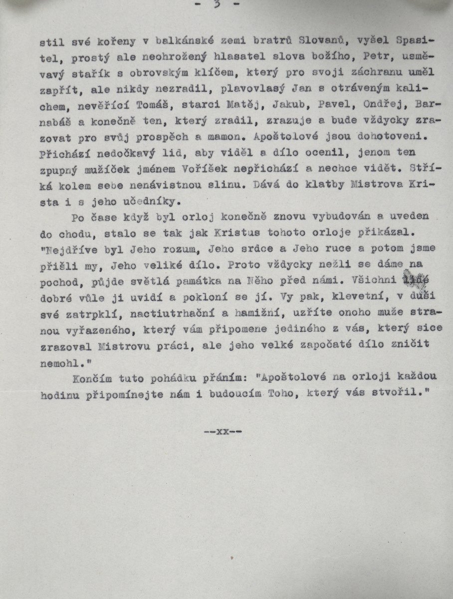 Vzkaz akademického sochaře Vojtěcha Suchardy z roku 1948.