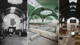 Úplně vlevo fotografie Staroměstké tržnice před desítkami let, uprostřed tržnice nyní a vpravo, jak měla vypadat po rekonstrukci.