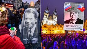 Demonstrace na Staroměstském náměstí: Lidé přišli protestovat proti Zemanovi, vzpomněli i na Havla