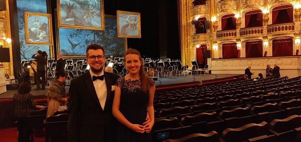 Jakub Michálek s partnerkou Michaelou Krausovou ve Státní opeře (5. 1. 2020)