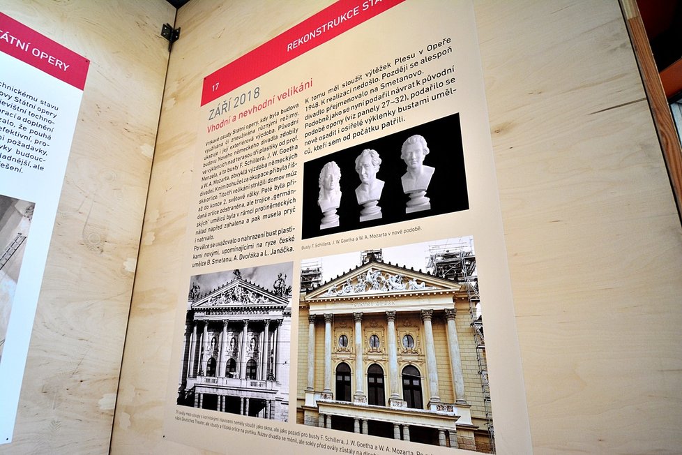 Jak probíhala rekonstrukce Státní opery? Výstava v budově Národního divadla představuje její milníky.