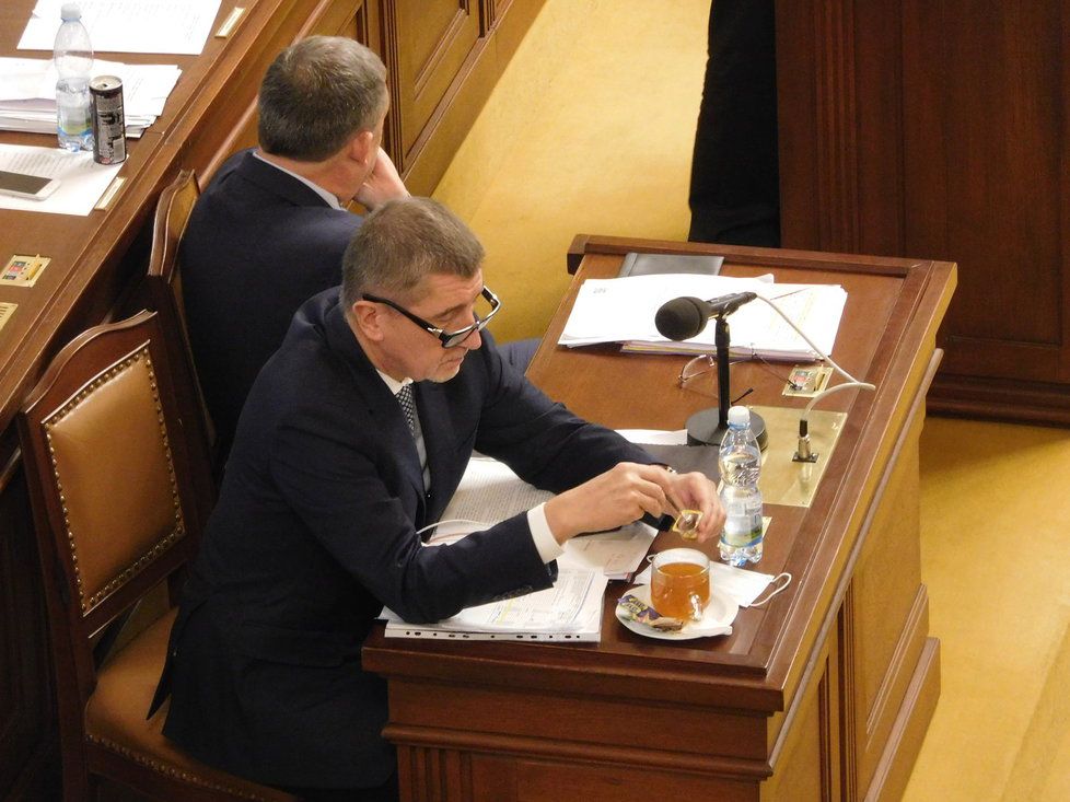 Nemocný Andrej Babiš ve Sněmovně: Čaj s medem během jednání o státním rozpočtu