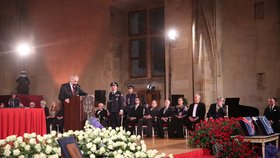 Miloš Zeman na předávání státních vyznamenání (28. 10. 2018)