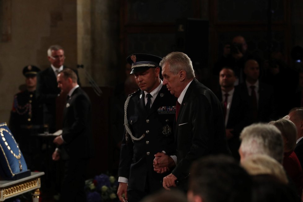 Miloš Zeman na předávání státních vyznamenání (28. 10. 2018)