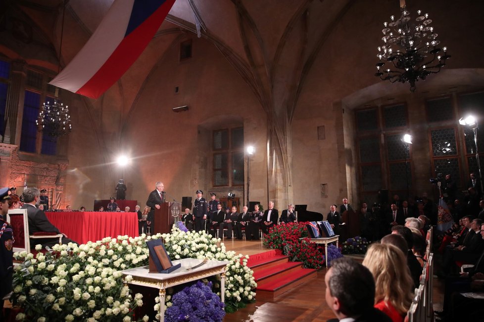 Miloš Zeman  na předávání státních vyznamenání (28. 10. 2018)