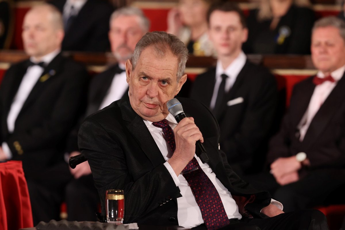 Prezident Miloš Zeman na předávání státních vyznamenání.