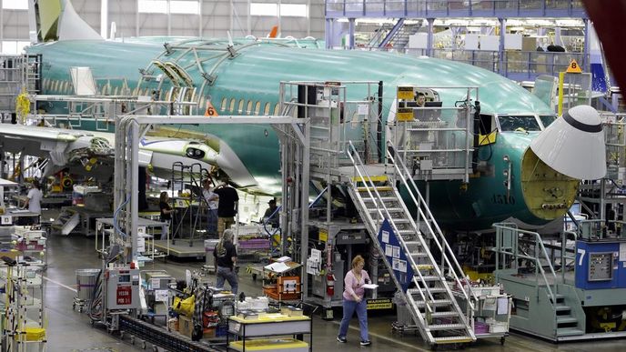 Stavba letadla Boeing 737 v továrně firmy v americkém Rentonu