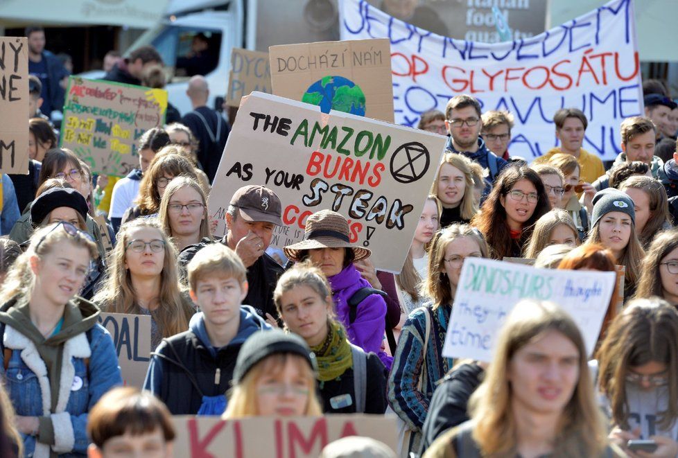 Čeští studenti stávkovali za klima. (20. 9. 2019)