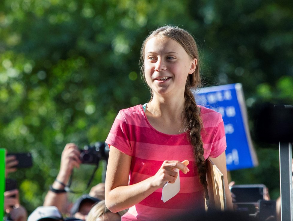 Stávka proti klimatickým změnám v New Yorku a švédská aktivistka Greta Thunbergová (20. 9. 2019)