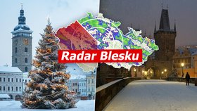 Na Štědrý den budou teploty nad nulou, na Silvestra bude mrznout. Sledujte radar Blesku