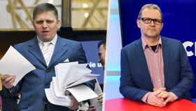 Historik a slovakista Michal Stehlík (vpravo) a Robert Fico (vlevo).