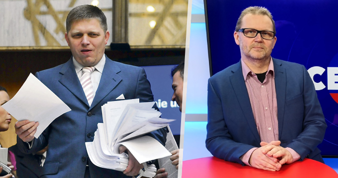 Historik a slovakista Michal Stehlík (vpravo) a Robert Fico (vlevo).