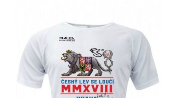 Originální triko Radka Štěpánka „Český lev se loučí“ s podpisem.