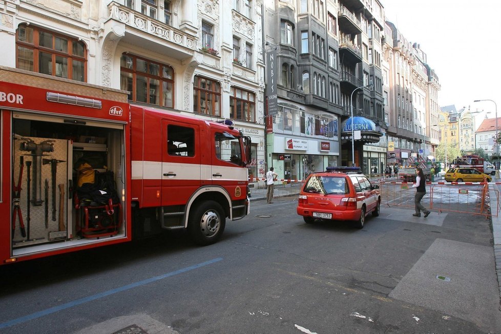 Zásah hasičů ve Štěpánské ulici