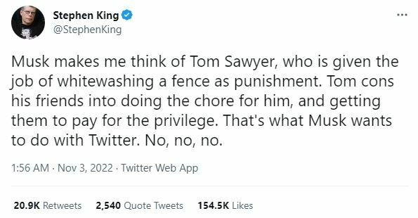 Stephen King se zlobí na Elona Muska.