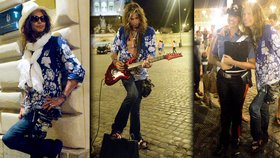 "Modelka" Steven Tyler v Římě zahrál zdarma na náměstí
