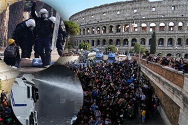 Napříč Evropou se protestuje! V akci slzný plyn i vodní děla