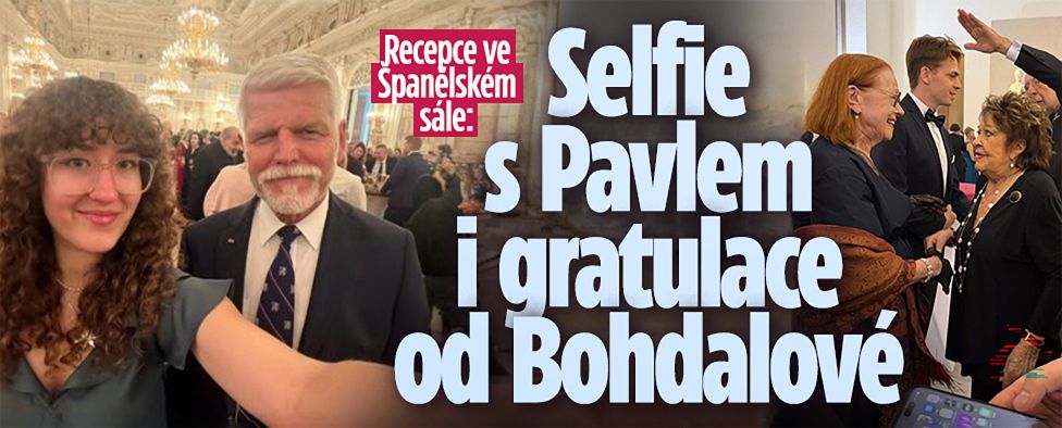 Recepce ve Španělském sále: Selfie s Pavlem i gratulace od Bohdalové