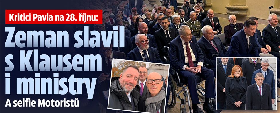 Kritici Pavla na 28. říjnu: Zeman slavil s Klausem i ministry