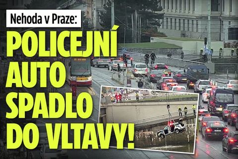 Policejní auto „zahučelo“ do Vltavy! Na Hlávkově mostě přerazilo zábradlí