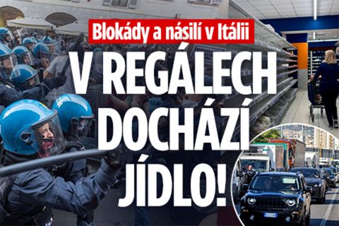 Blokády, násilí a chaos v Itálii: V regálech dochází jídlo!