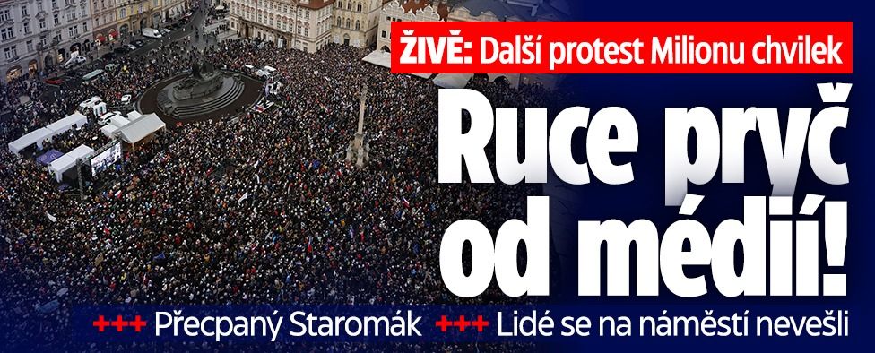 Protest Milionu chvilek na podporu ČT a ČRo: Plný Staromák
