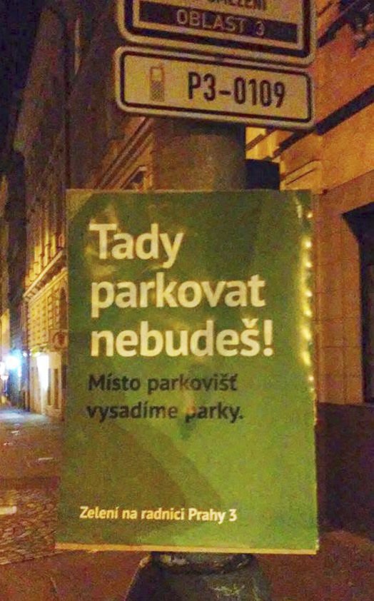 Praha 3 se zalila zelenými letáky podepsanými Stranou zelených.