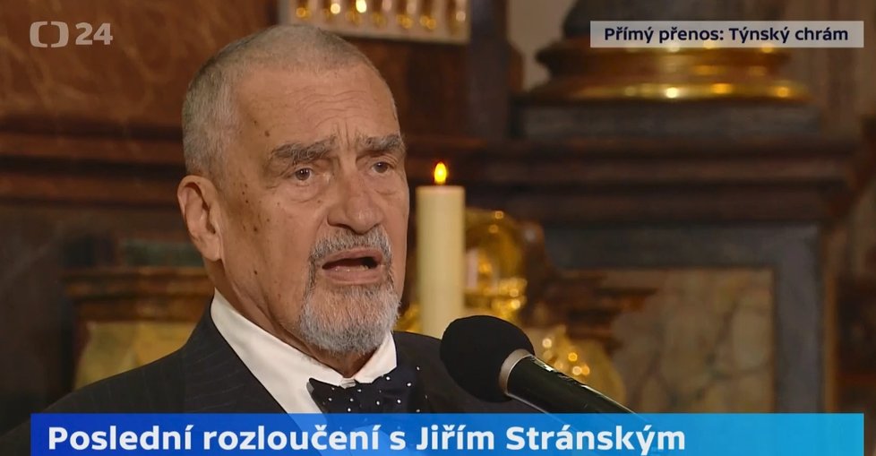 Karel Schwarzenberg na posledním rozloučení s Jiřím Stránským (10.6.2019)