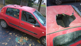 Záhada ve Štrasburku: Obří díru do auta zřejmě udělal meteorit! 