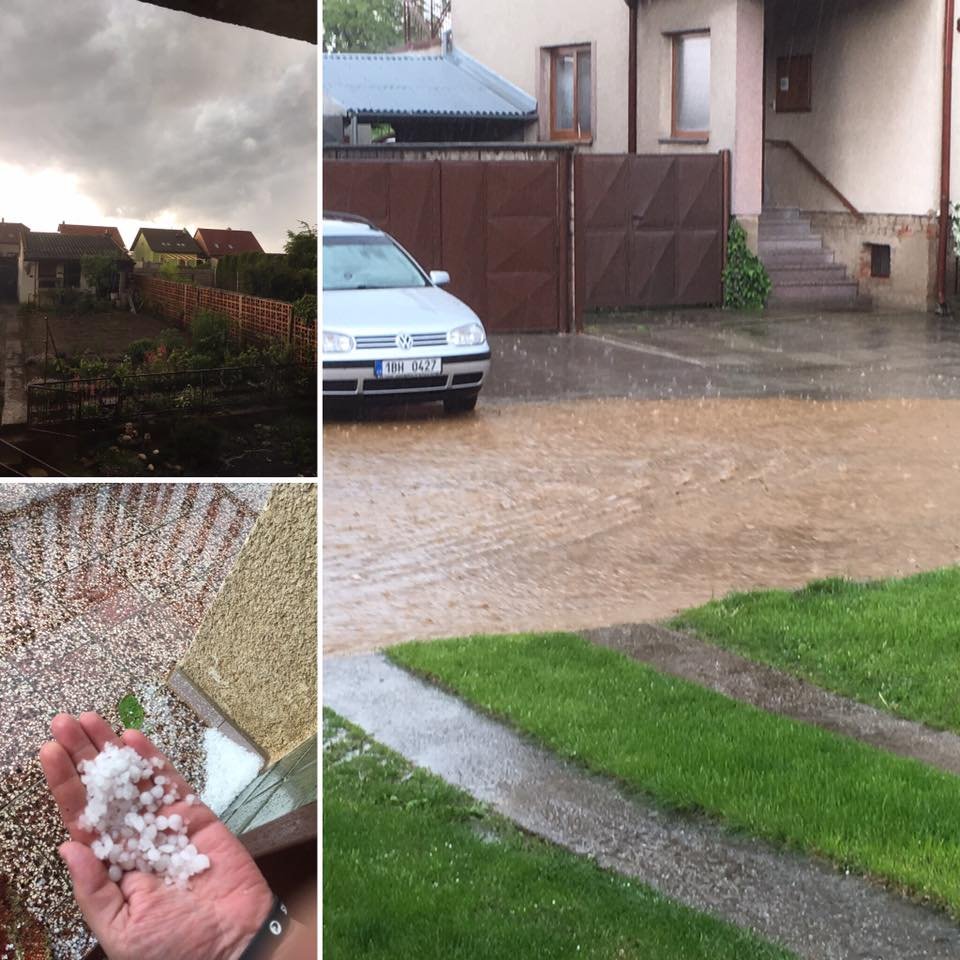 Bouře s přívalovým deštěm, krupobitím a vichřicí zdevastovala Strážnici na Hodonínsku.