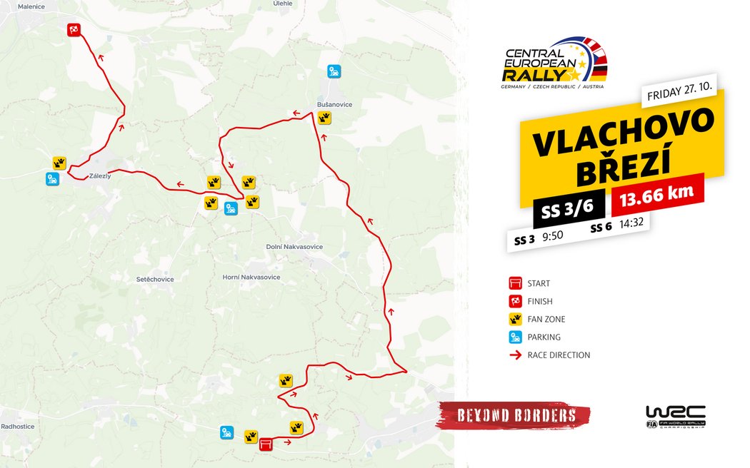 Mapa šumavské RZ Středoevropské rally 2023