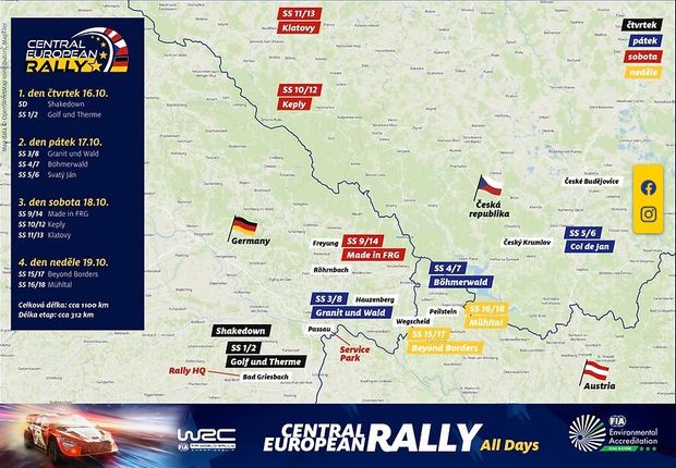 Mapa Středoevropské rally 2025 Mapa Středoevropské rally 2025