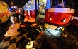 Záchranáři bojují o život mladé ženy pod tramvají.