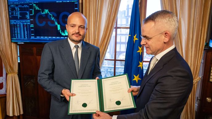 Michal Strnad při pátečním IPO skupiny CSG v Amsterdamu. Michal Strnad při pátečním IPO skupiny CSG v Amsterdamu.