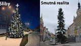Namísto vánočního stromu oškubané koště, obyvatelé Strakonic se smějí a rozčilují