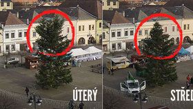 Jedle na náměstí Míru v Bruntále sklidila posměch obyvatel. Do ideálu vánočního stromečku má daleko...