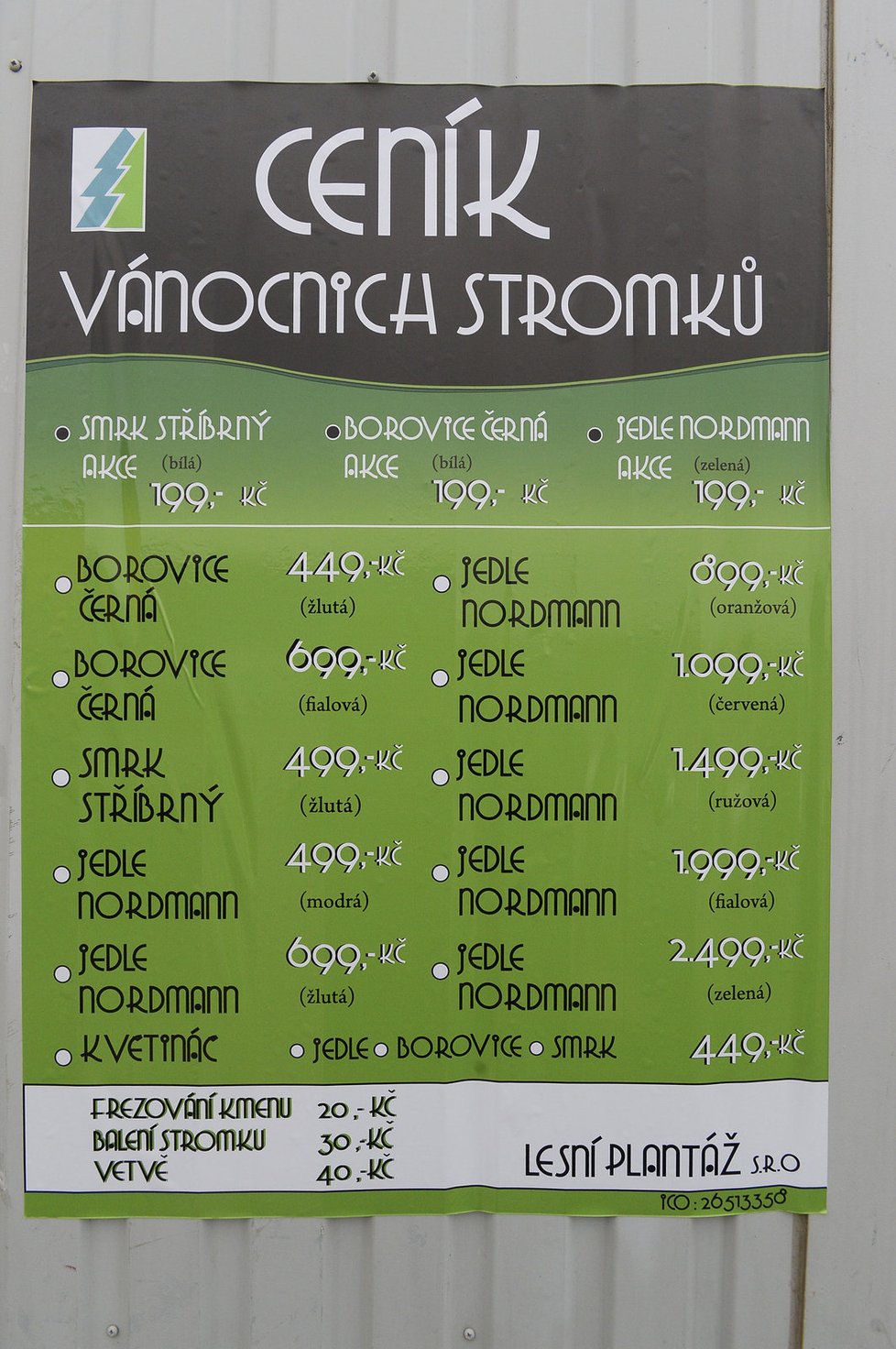 Ceník prodejny u Makra na Černém Mostě