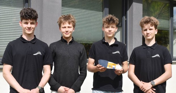 Studenti prvního ročníku ostravské průmyslovky Matouš Byrtus, Vojtěch Kalabza, Viktor Gajda a Tobiáš Firla (zleva).