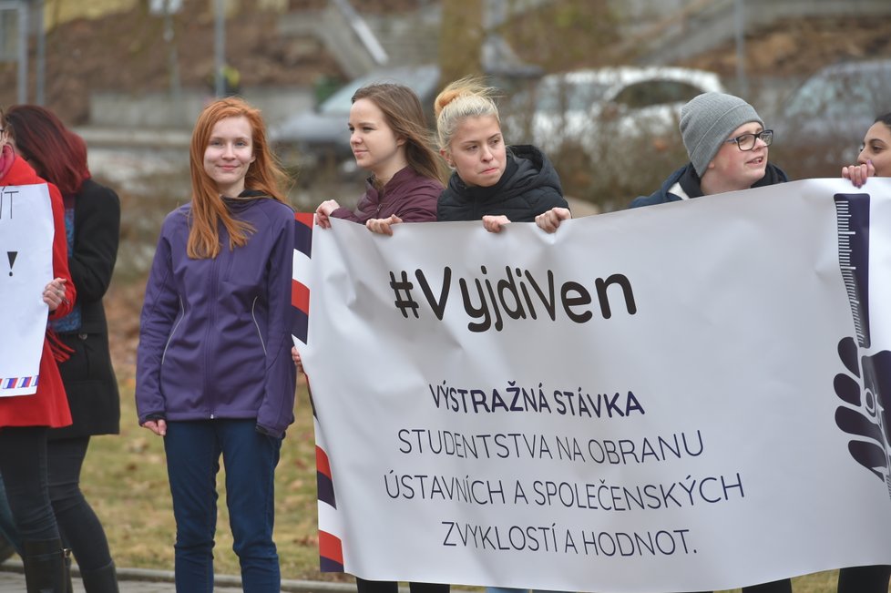 Studenti po celém Česku protestovali za ústavní hodnoty
