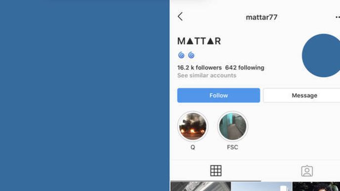 Instagramový profil zesnulého Mattara, jímž se inspirovalo hnutí Blue for Sudan
